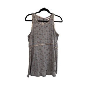 Lauren Conrad Floral Sleeveless Hi Low Tunic Top Blouse Keyhole Womens Size M
